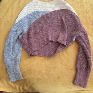 Debut Colorblock Sweater - Cream, Mauve, and Blue